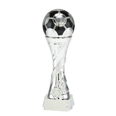 Zilveren voetbal trofee met extra gewicht! 